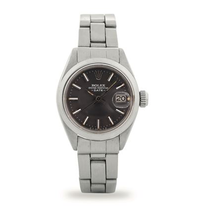 Oyster Perpetual Date Lady Ref. 6916, acciaio, quadrante antracite, circa 1974
