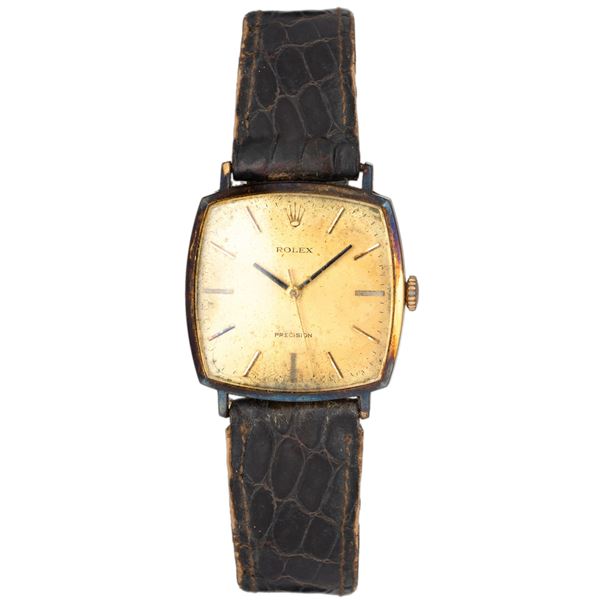 Precision ref. 3404 in oro giallo 18k, quadrante champagne con indici a bastone applicati, carica manuale, 31x31 mm