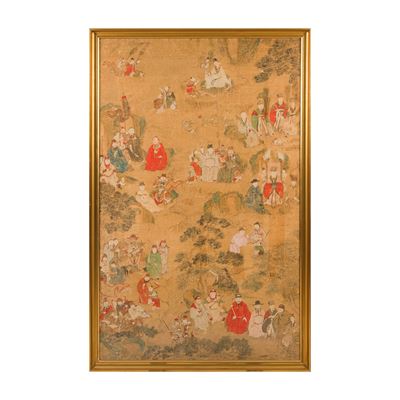 Pannello Raffigurante Scena di Vita Comune, Cina, Dinastia Qing, XIX Secolo