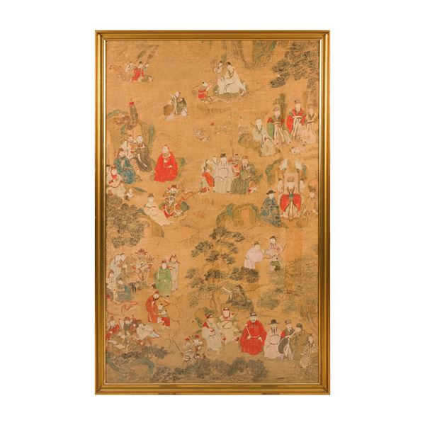Panel depicting a scene of everyday life, China, Qing Dynasty, 19th century
