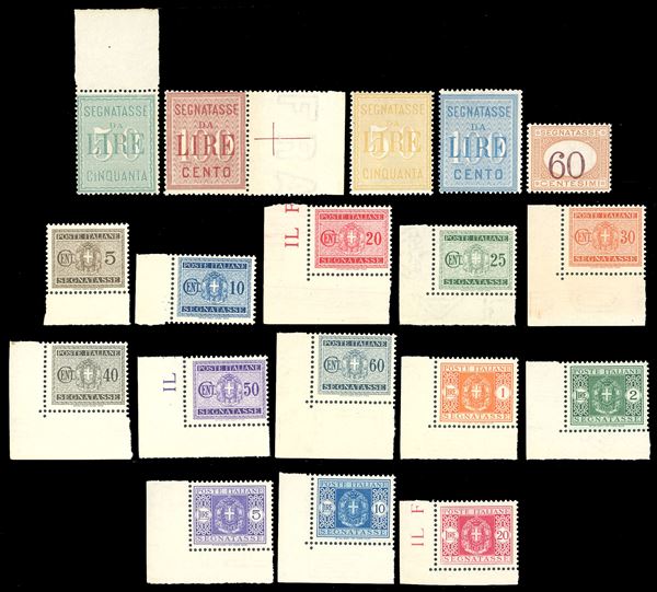 REGNO D'ITALIA - SEGNATASSE 1884/1934 - Alti valori, le due emissioni, 60 cent. arancio e bruno, Stemma con fasci, serie complete (15/16,31/32,33,34/46),