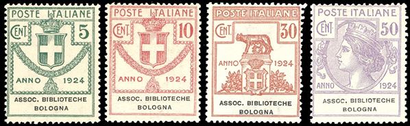 REGNO D'ITALIA - ENTI PARASTATALI ASSOC.BIBLIOTECHE BOLOGNA 1924 - Serie completa (1/4)