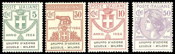REGNO D'ITALIA - ENTI PARASTATALI GRUPPO D'AZIONE SCUOLE-MILANO 1924 - Serie completa (38/41)