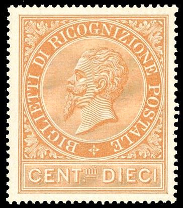 Regno D'italia - Ricognizione Postale 1874 - 10 Cent. Ocra Arancio (1)