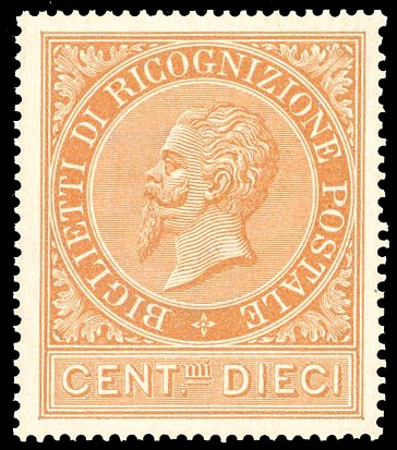 Regno D'italia - Ricognizione Postale 1874 - 10 Cent. Ocra Arancio (1)