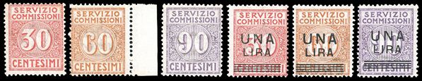 REGNO D'ITALIA - SERVIZIO COMMISSIONI 1913/25 - Le due emissioni, serie complete (1/3,4/6),