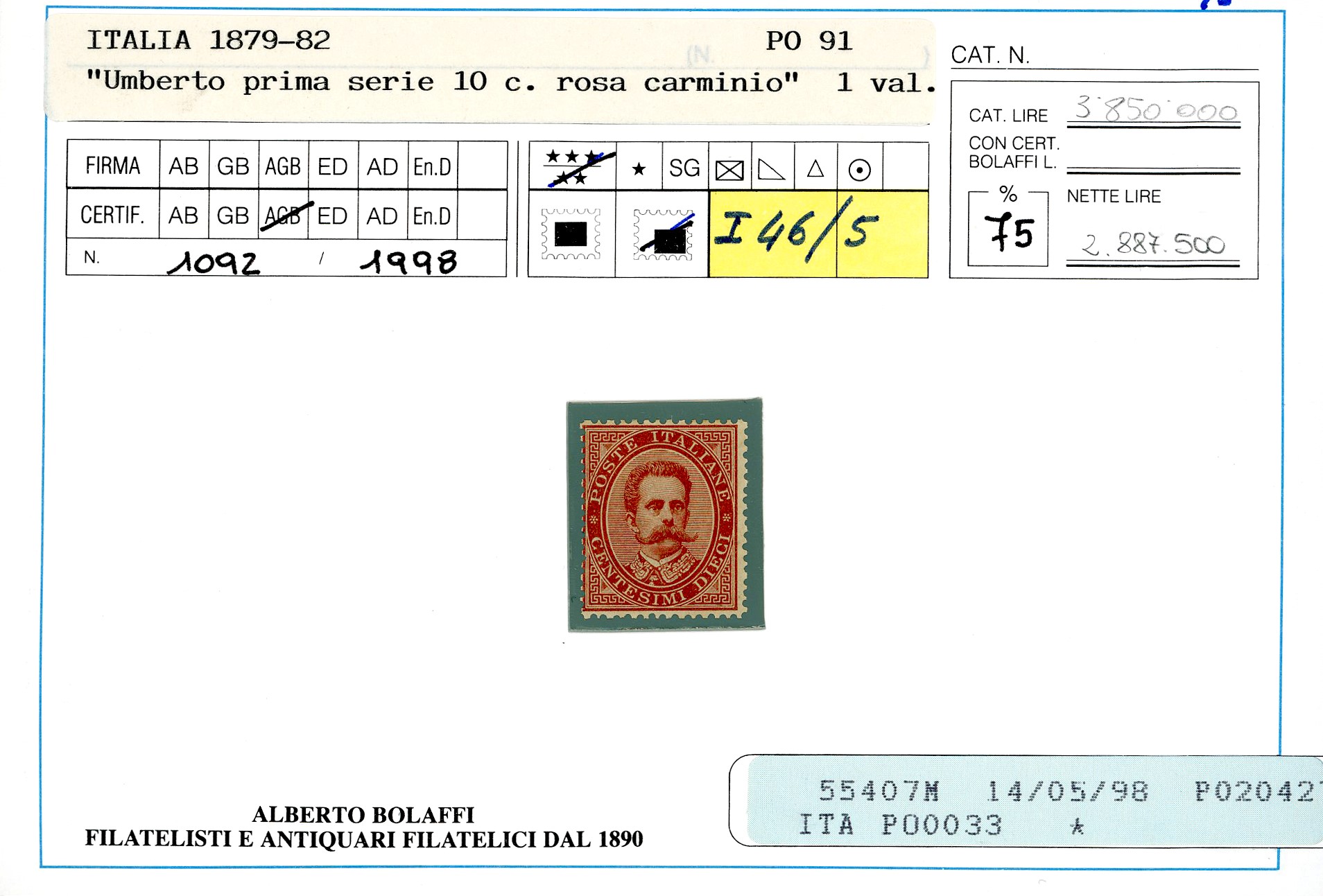 Regno D'italia 1879/97 - Piccolo Insieme di Esemplari del Periodo (38,39,43,44,59/64,65/67)