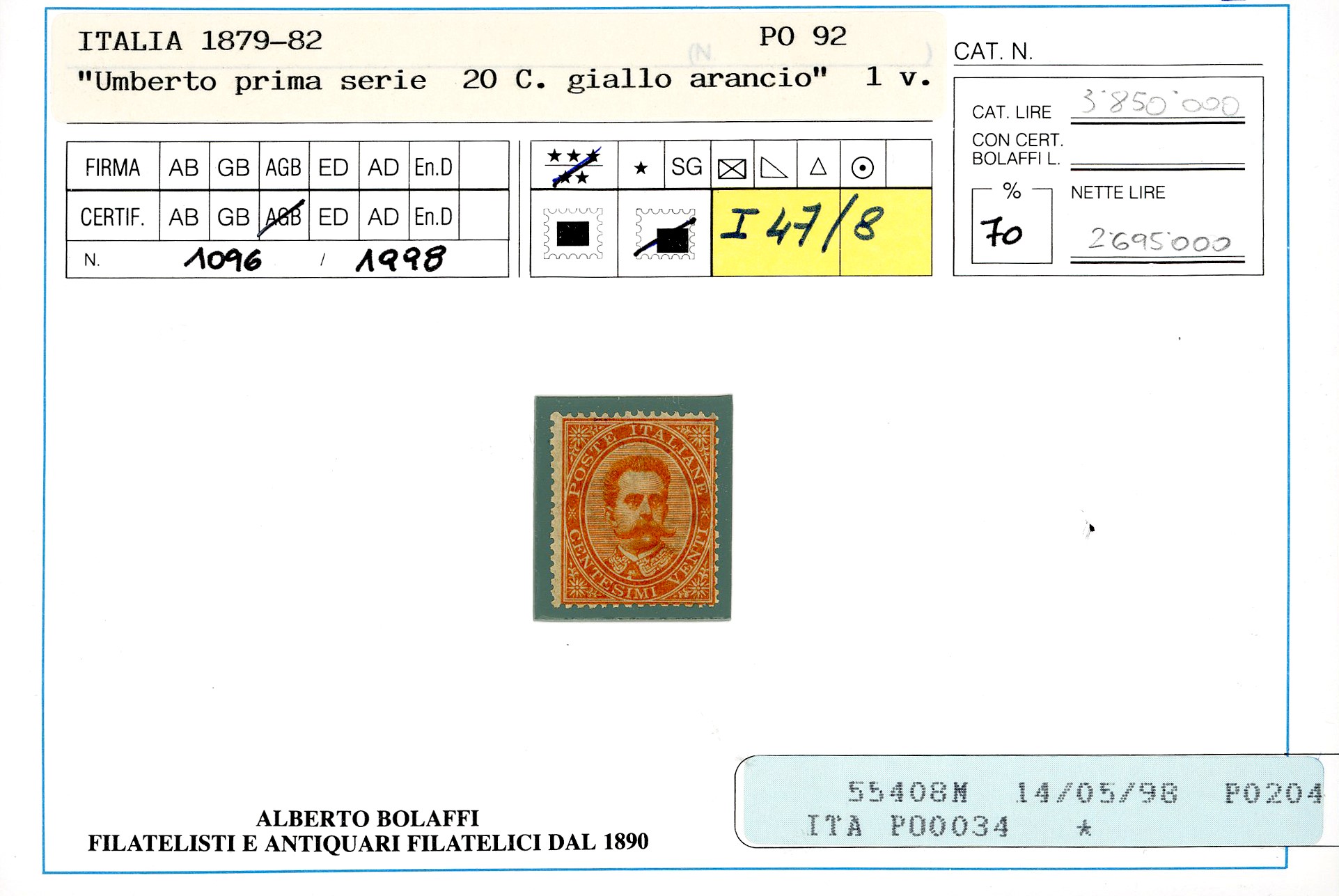 Regno D'italia 1879/97 - Piccolo Insieme di Esemplari del Periodo (38,39,43,44,59/64,65/67)