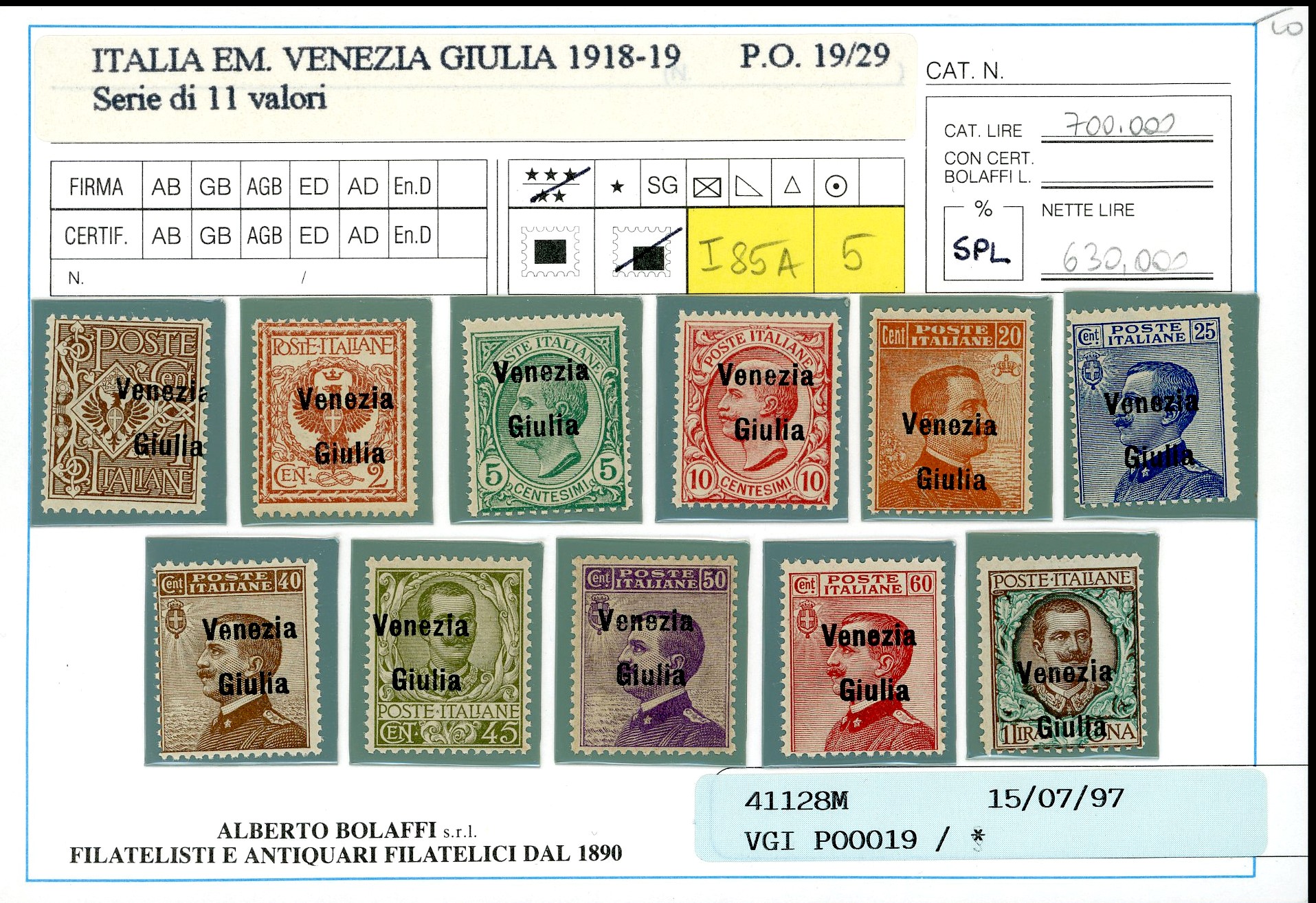 Terre Redente 1918 - Venezia Tridentina, Serie Completa (19/27), Venezia Giulia, Serie Completa (...