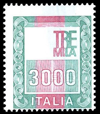 REPUBBLICA ITALIANA 979 - 3.000 lire Alti Valori senza testa, francobollo naturale (Bolaffi 1540B € 2.200)
