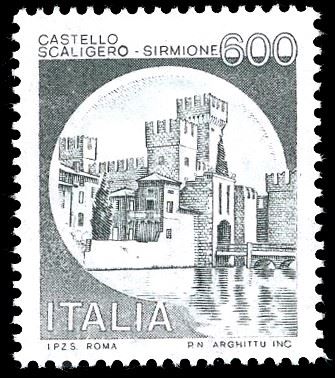 REPUBBLICA ITALIANA 1980 - 600 lire "Castello nero", francobollo naturale (Bolaffi 1628B punti 110)