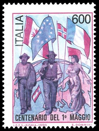 REPUBBLICA ITALIANA 1990 - 600 lire I maggio rosso, francobollo naturale (Bolaffi 2051B € 2.400)