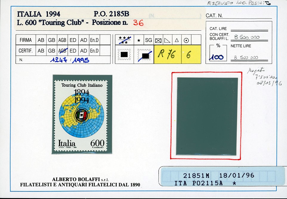 Repubblica Italiana 1994 - 600 Lire Touring