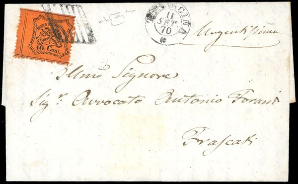 PONTIFICIO - PRESA DI ROMA 1870 - 10 cent. arancio vermiglio (26)