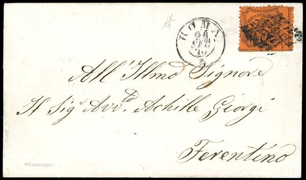 PONTIFICIO - PREDA DI ROMA 1870 - 10 cent. arancio vermiglio (26)