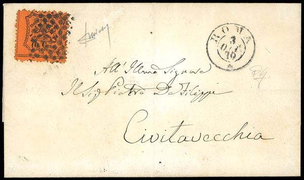 PONTIFICIO - PRESA DI ROMA 1870 - 10 cent. arancio vermiglio (26)