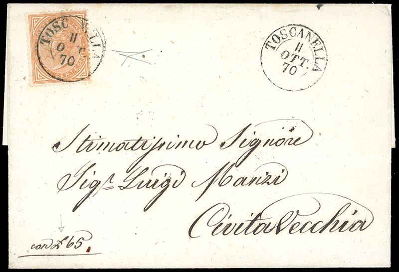 PONTIFICIO - PRESA DI ROMA 1870 - 10 cent. De La Rue  - Asta Filatelia - Cambi Casa d'Aste