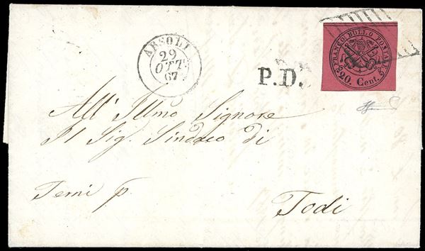PONTIFICIO - PRESA DI ROMA 1867 - 20 cent. rosso bruno (18)