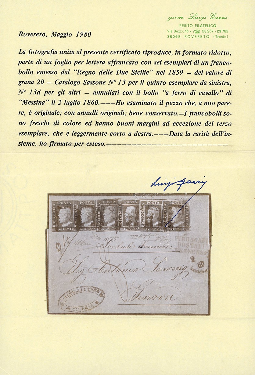Sicilia - Assedio di Messina 1860 - 20 Grana, un Esemplare Grigio Ardesia e Cinque Ardesia Violac...