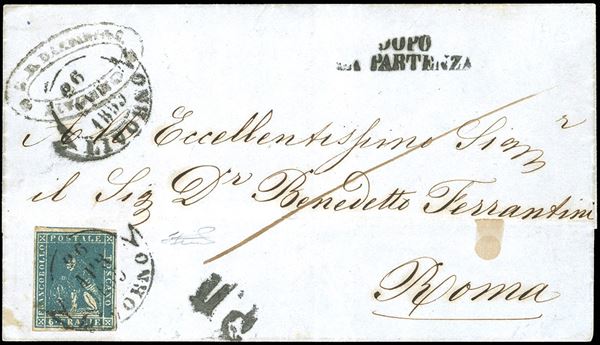 TOSCANA 1859 - 6 crazie azzurro, II emissione (15)