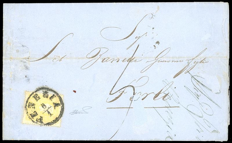 ROMAGNE - GOVERNO PROVVISORIO INCOMING MAIL LOMBARDO VENETO 1860 - 2 soldi giallo, II tipo (28)  - Auction Philately - Cambi Casa d'Aste