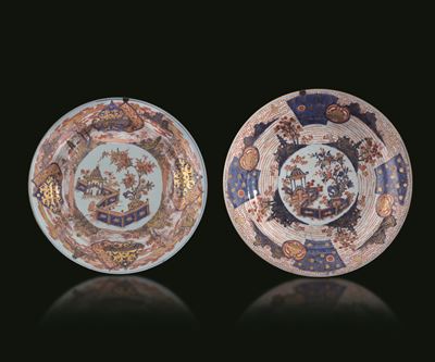Set di due piatti, Porcellana Arita, Giappone, Qing, fine XVII-inizio XVIII secolo