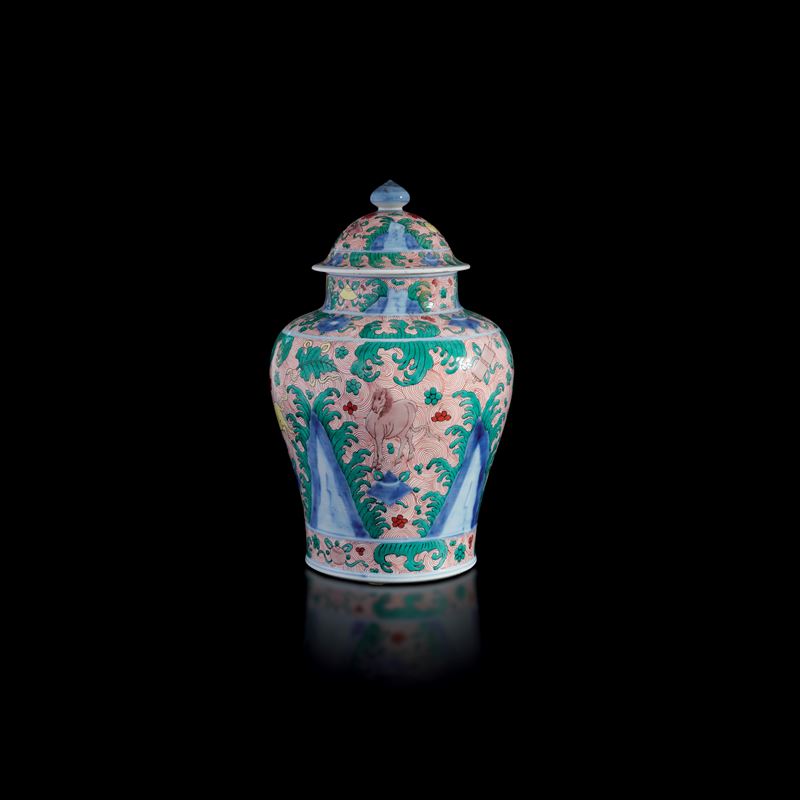 Potiche in porcellana Samson a soggetto naturalistico con cavalli, Giappone, XX secolo  - Auction Fine Asian Works of Art - Cambi Casa d'Aste