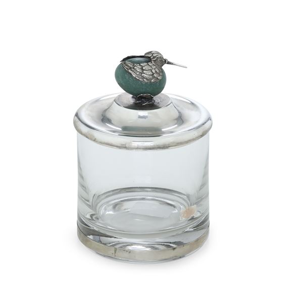 Vasetto in cristallo e argento. Italia XX secolo