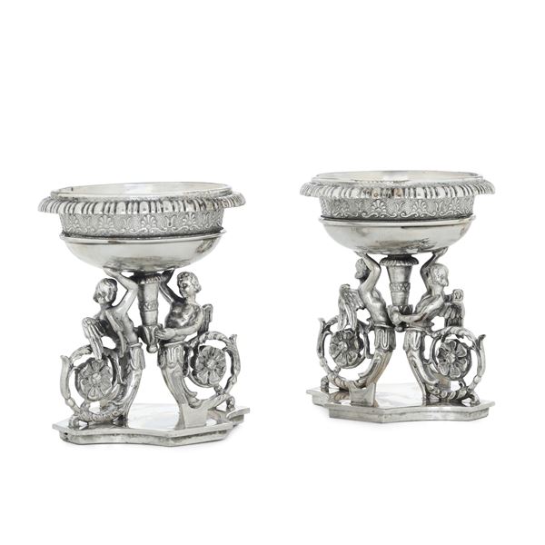 Coppia di saliere. Argenteria italiana della prima metà del XX secolo