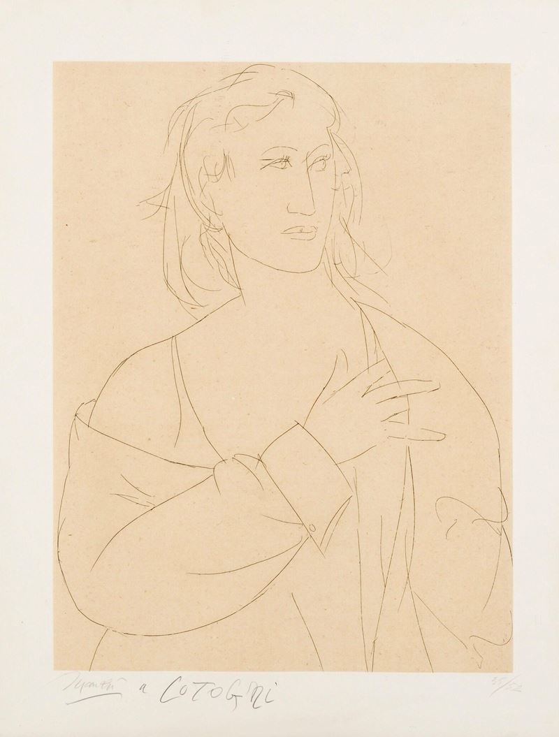 Giacomo Manzù : Ritratto femminile  - litografia - Asta AMC - Grafiche d'artista - Cambi Casa d'Aste