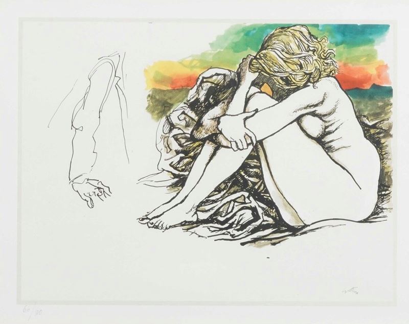 Renato Guttuso : Nudo femminile  - litografia - Asta AMC - Grafiche d'artista - Cambi Casa d'Aste