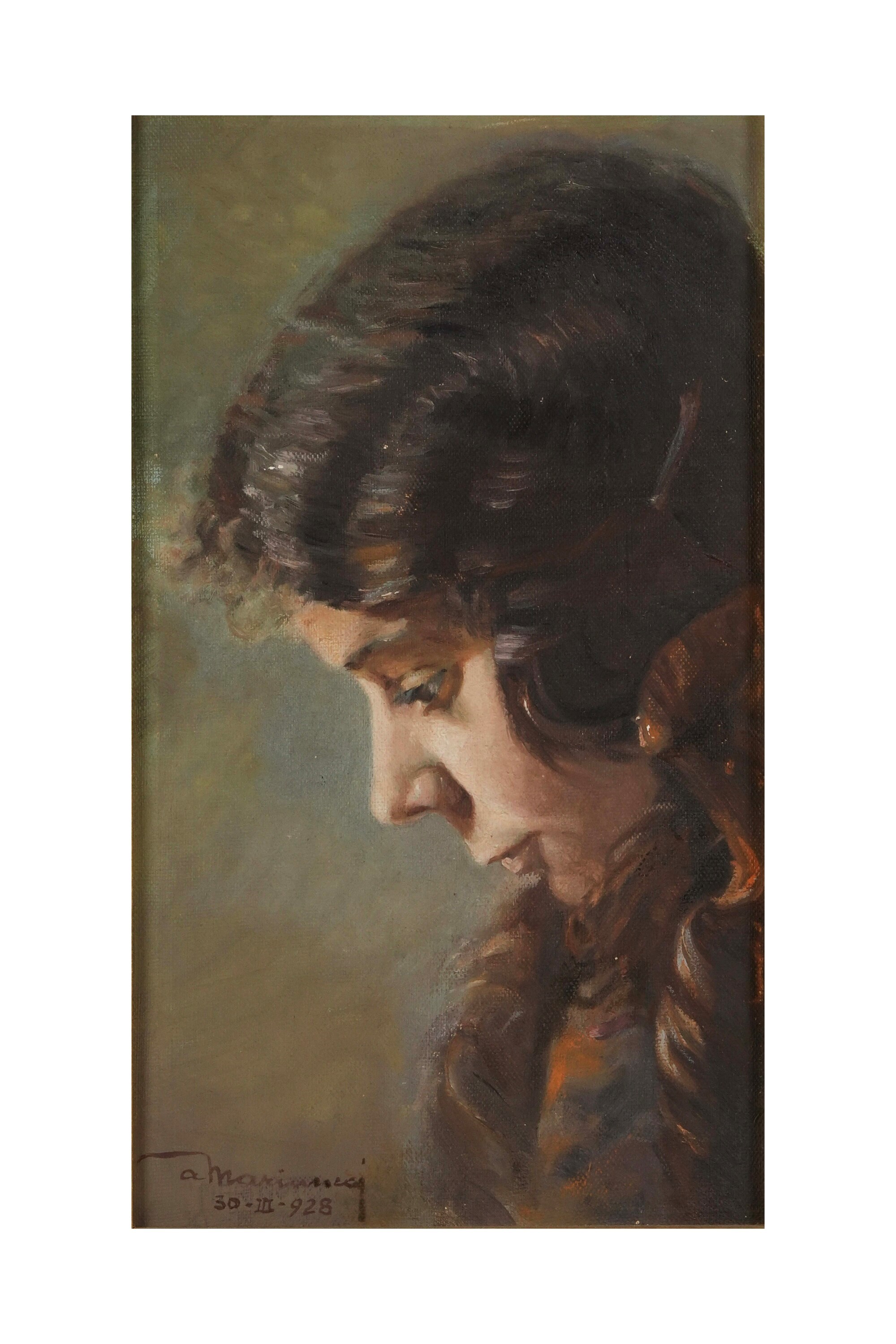 Angelo Marinucci - Ritratto femminile, olio su tela