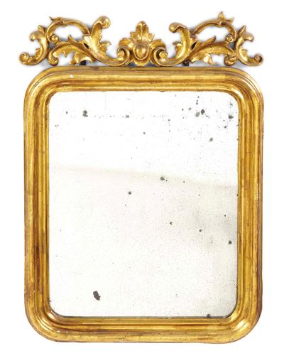 Specchiera in Legno Intagliato e Dorato. Metà del XIX Secolo