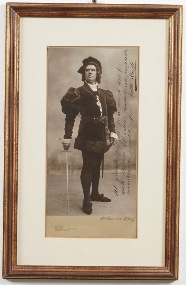 Foto di Titta Ruffo con dedica autografa: “Al tenore Antonio Cotogni”