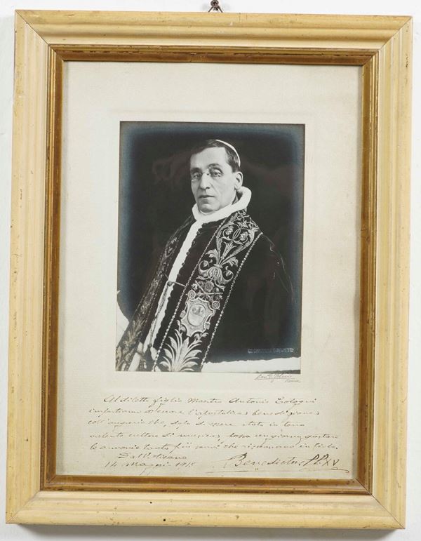 Foto ai sali d'argenti di Papa Benedetto XV Al diletto figlio Maestro Antonio Cotogni