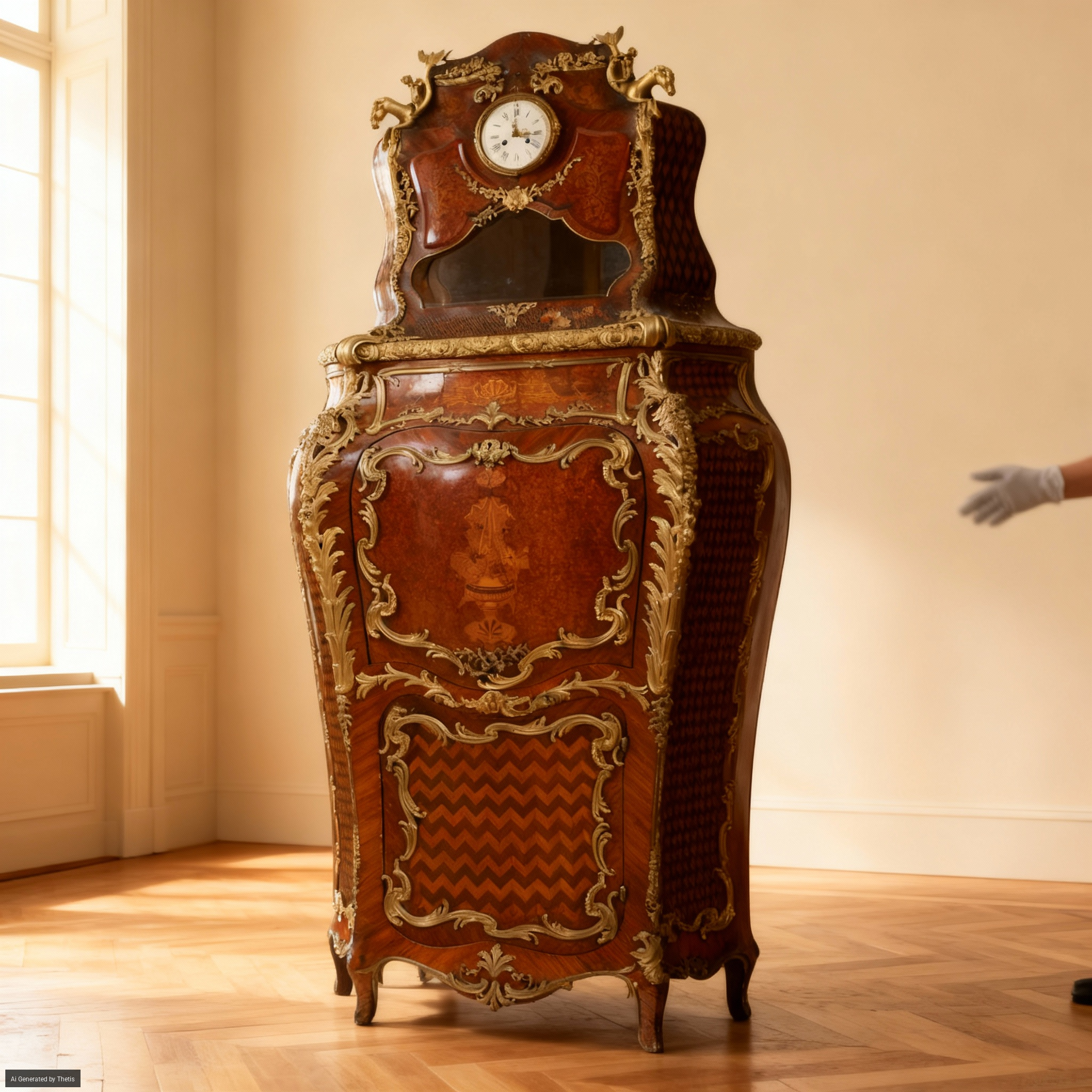 Secretaire Napoleone III con Orologio. Francia, XIX Secolo