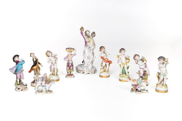 Dieci figurine. Manifatture diverse, XIX-XX secolo.