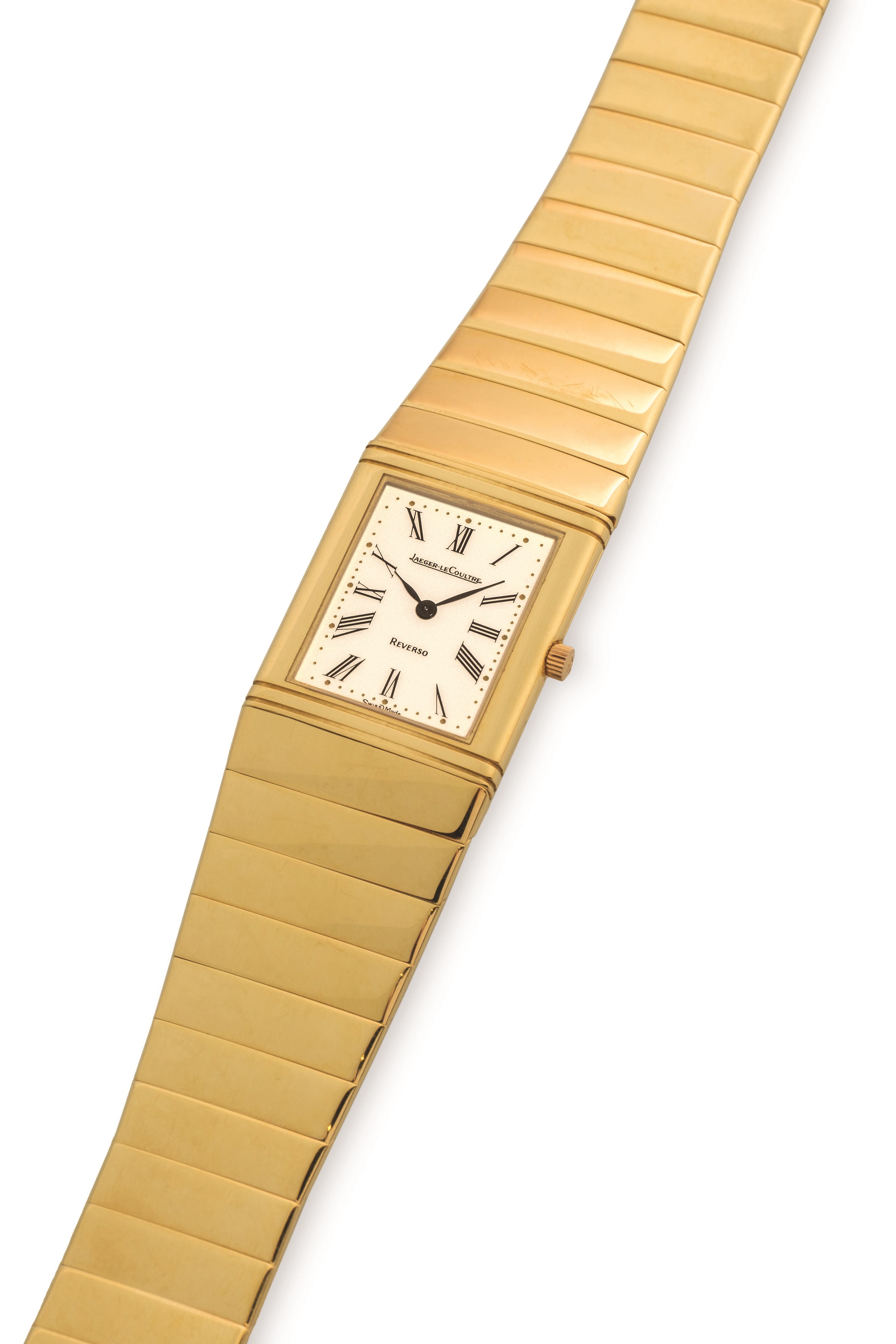 Jaeger-lecoultre - Reverso - Orologio in oro giallo 18k con bracciale integrato, quadrante bianco...