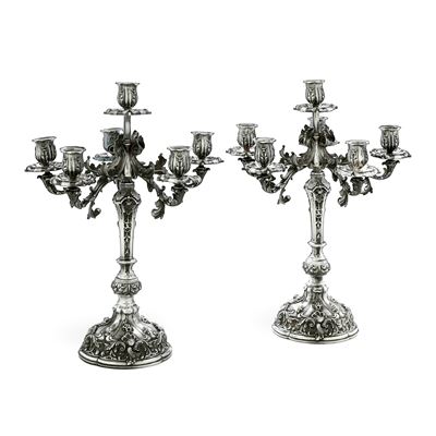 Argenteria Artistica Milanese del XX-XXI Secolo. Argentiere Mazzucato Coppia di Candelabri a Sei ...