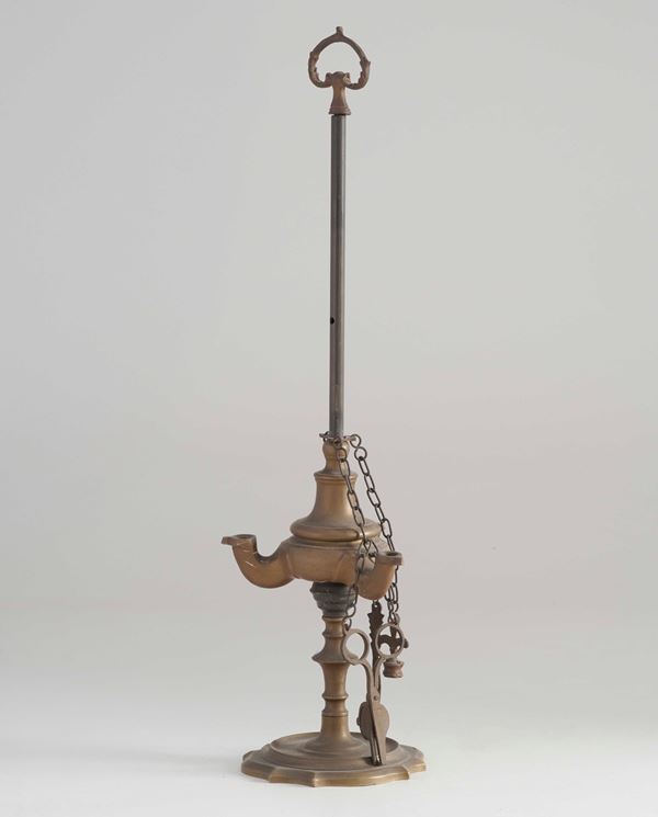 Lampada fiorentina in bronzo. XIX-XX secolo