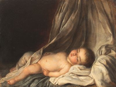 Scuola Francese Fine del XVIII Secolo Bambino Addormentato