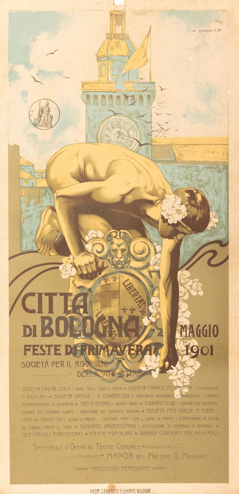 Marcello Dudovich : Città di Bologna - Feste di Primavera  - Auction Vintage Posters and Collectibles - Cambi Casa d'Aste