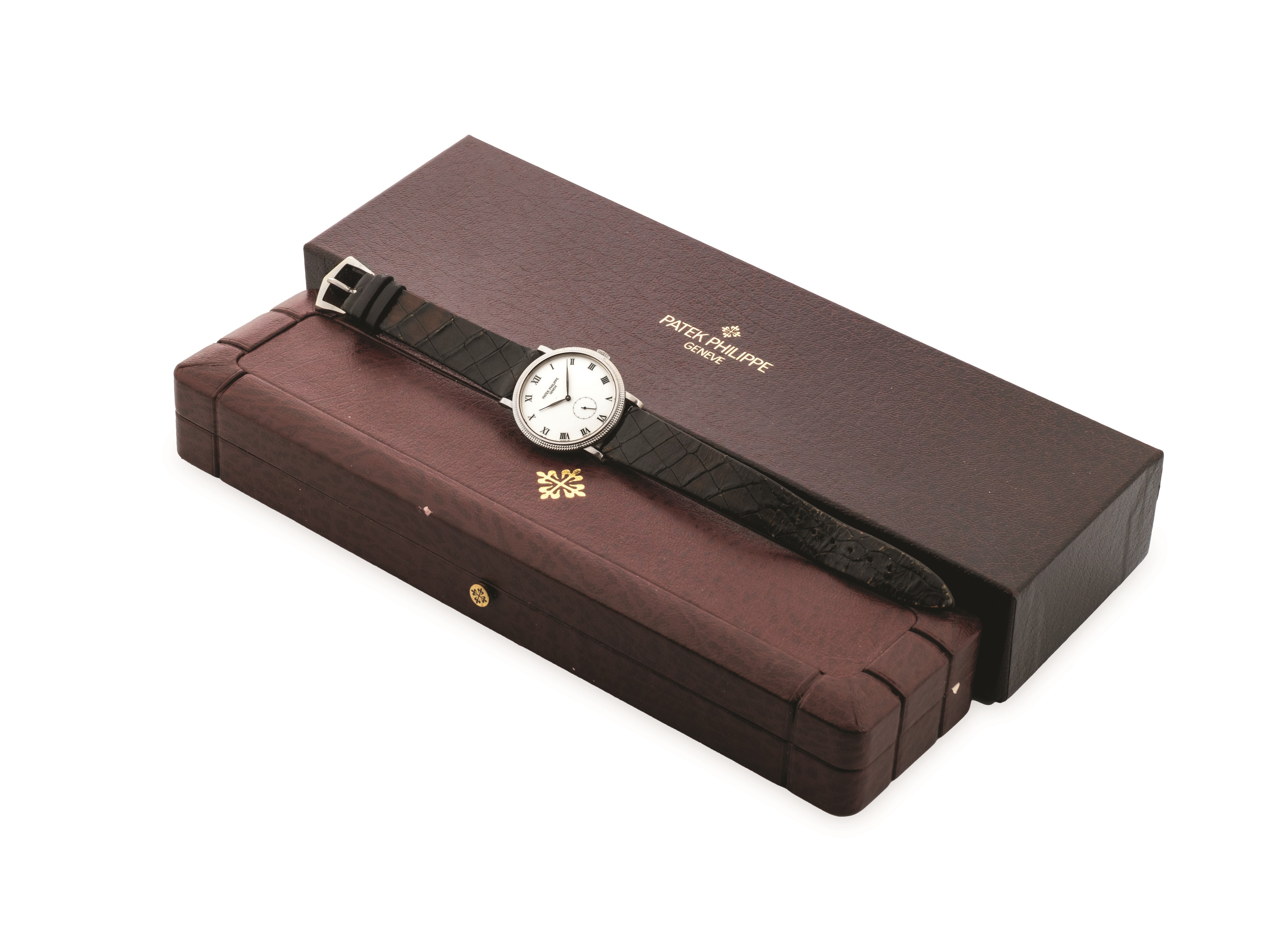 Patek Philippe - Calatrava Ref 3919G-001, orologio in oro bianco 18k con quadrante bianco e numer...