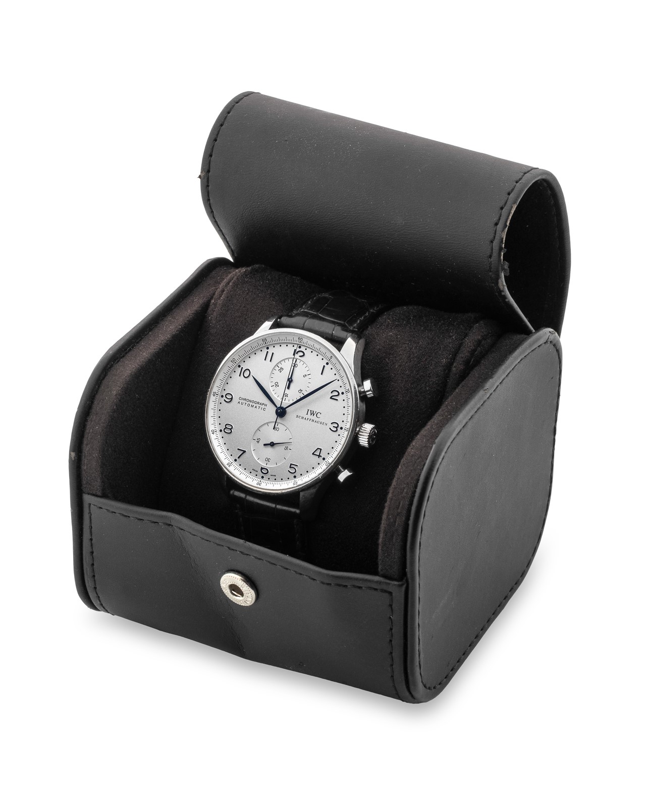 Iwc - Portugieser Chronograph ref IW371446, acciaio, quadrante argenté, circa 2010