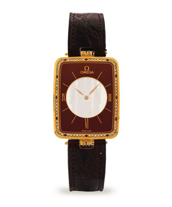 Omega - Le Magique ‘Tony Montana’ ref BA 191.8523 Z in 18k yellow gold, glass dial, with box and warranty, circa 1982