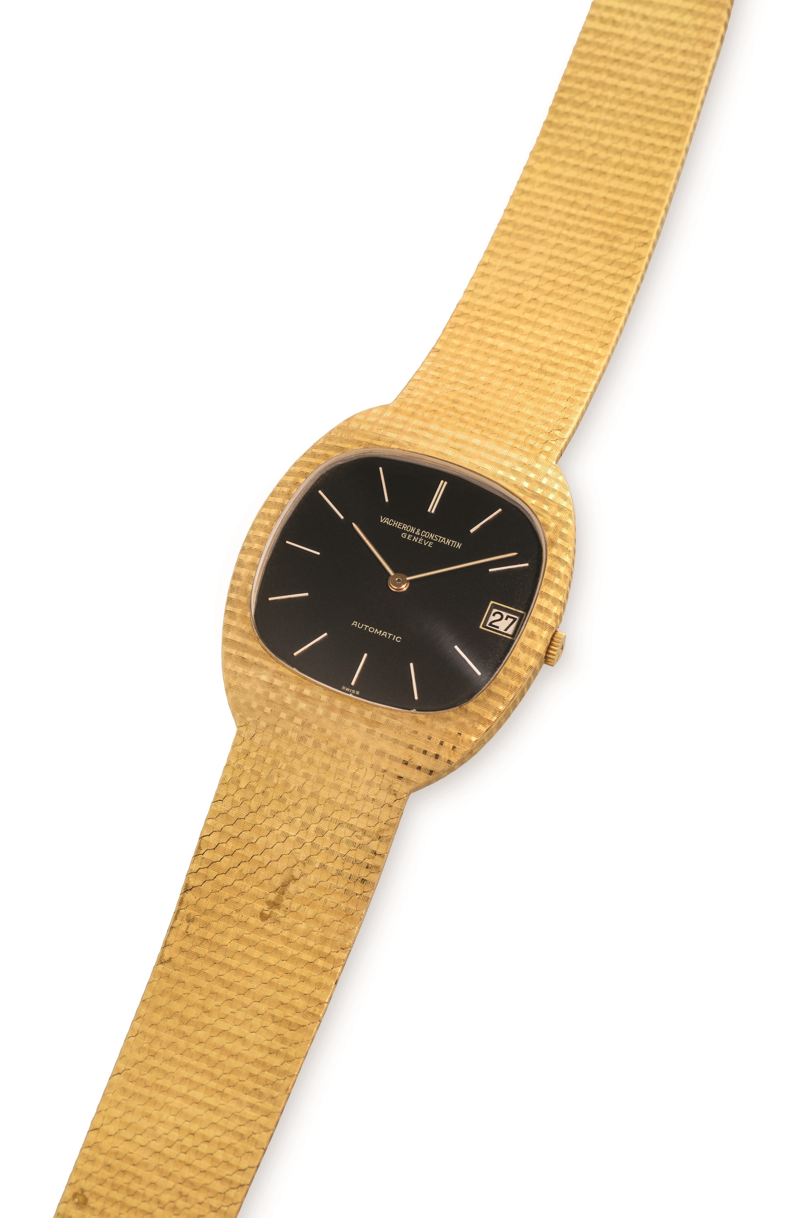 Vacheron & Constantin - Tonneau ref 2034 Q in oro giallo 18k con bracciale lavorato integrato e q...