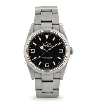 Explorer ref 114270 in acciaio con quadrante nero e indici luminescenti
