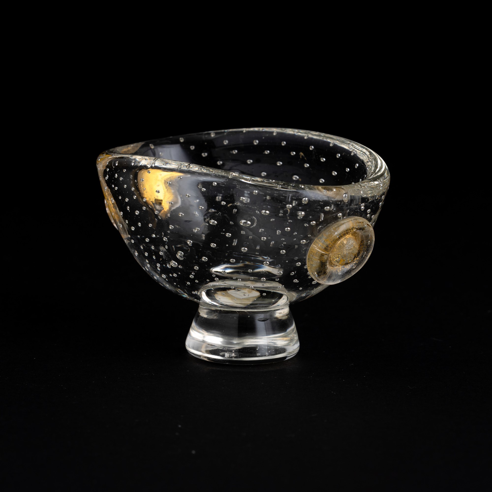 Vamsa, Coppa su piede in vetro a bollicine sommerse, circa 1950