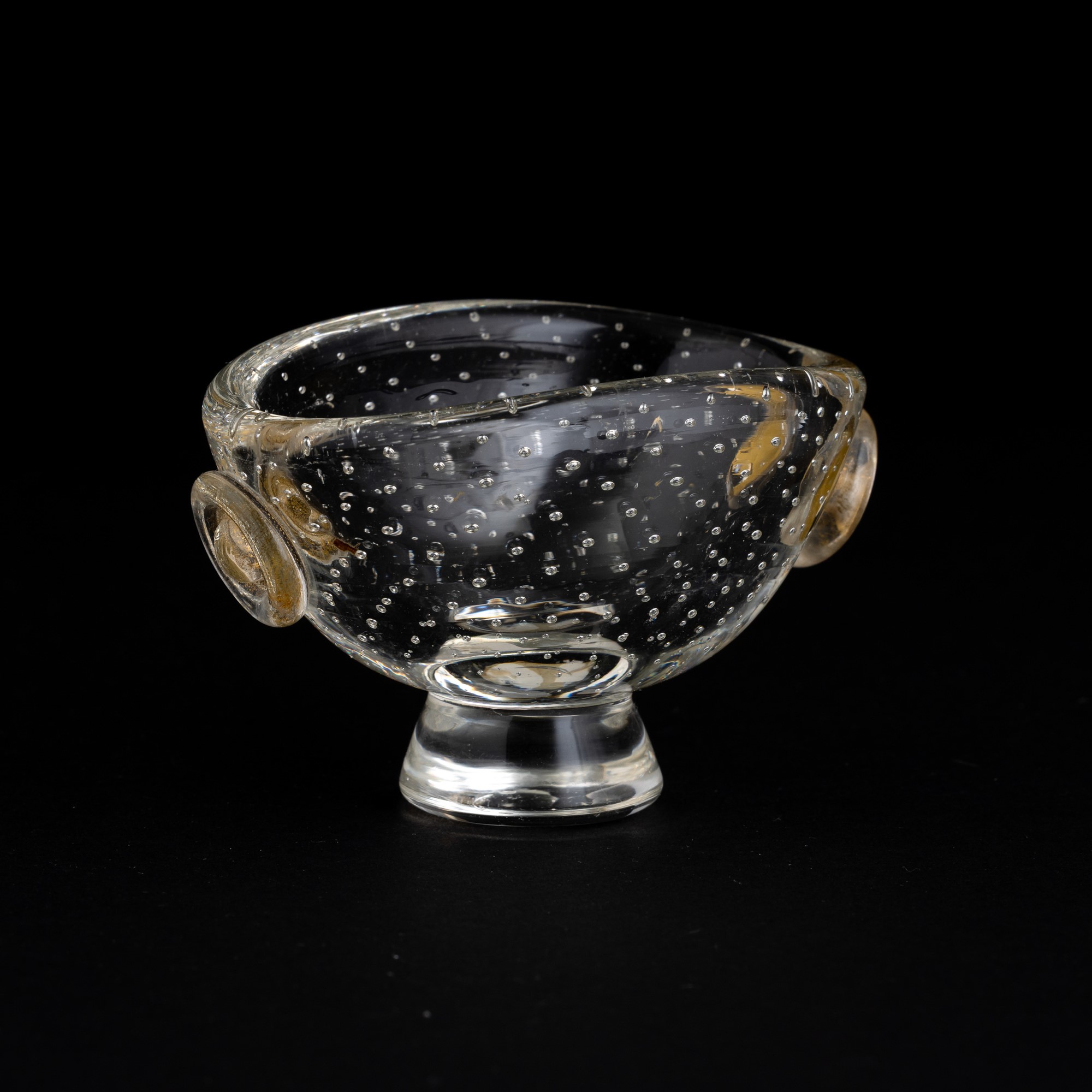 Vamsa, Coppa su piede in vetro a bollicine sommerse, circa 1950