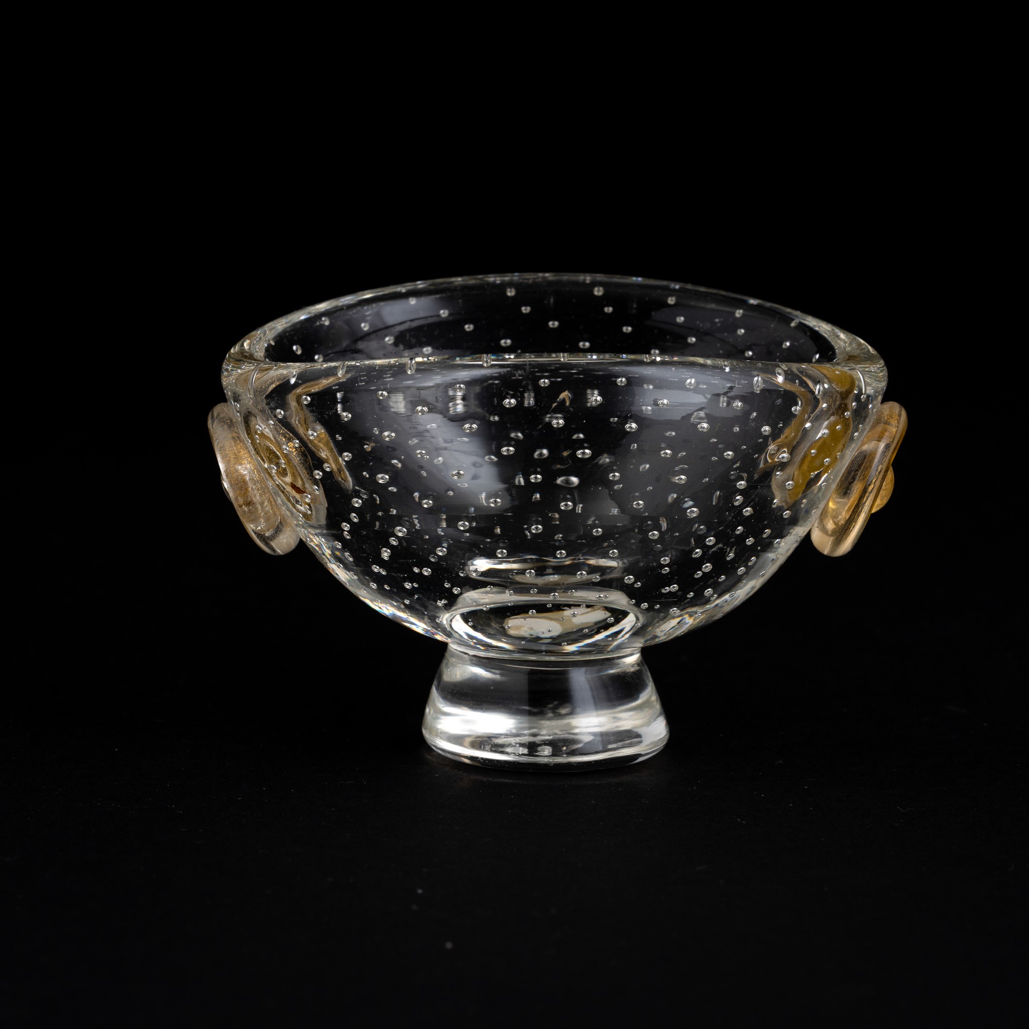 Vamsa, Coppa su piede in vetro a bollicine sommerse, circa 1950